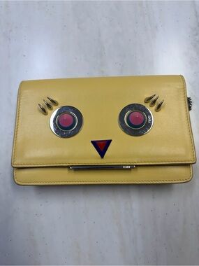 Fendi Hypnoeyes Yellow Leather Crossbody Bag